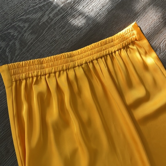 💛RACHEL ZOE gold/mustard cocktail fringe satin skirt w/left side split Size xs - Picture 12 of 15